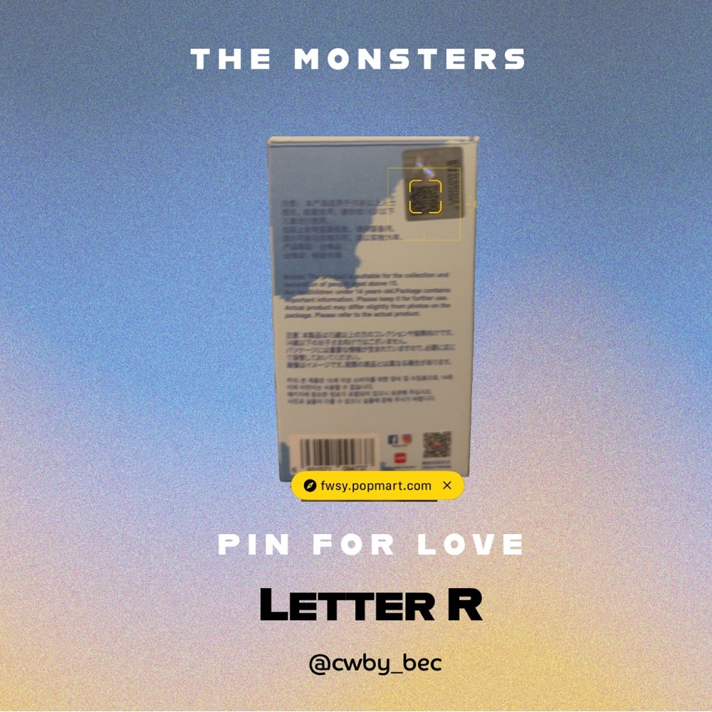 The Monsters Pin for Love Letter R Labubu Pendant Keychain “R” - Picture 3 of 5